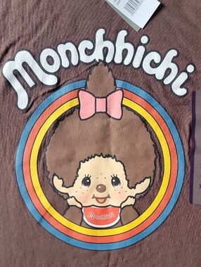 Brown Monchhichi Graphic Womens T-Shirt 100% Cotton Size XL